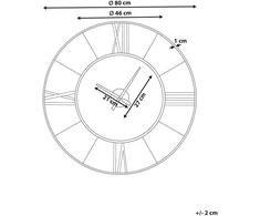 Beliani Sieninis laikrodis BLAMERE 80 cm, metalinis, auksinis