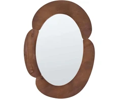 Beliani Sieninis veidrodis ALVENA 60 cm 80 cm tamsiai rudas