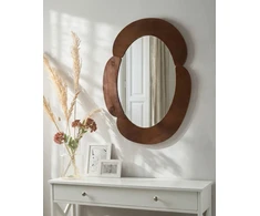 Beliani Sieninis veidrodis ALVENA 60 cm 80 cm tamsiai rudas