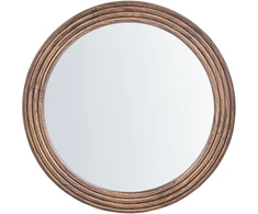 Beliani Sieninis veidrodis BANNE 80 cm, paulovnijos mediena, rudas