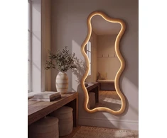 Beliani Sieninis veidrodis COMBRE 61 × 170 cm, šviesiai rudas, su LED