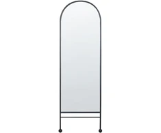 Beliani Sieninis veidrodis JARNAGES 45 cm 145 cm metalinis juodas