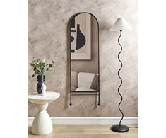 Beliani Sieninis veidrodis JARNAGES 45 cm 145 cm metalinis juodas