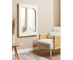 Beliani Sieninis veidrodis MARCIGNY 70 cm 100 cm Boucle, kreminės spalvos
