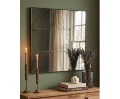 Beliani Sieninis veidrodis RIMONT 80 cm 80 cm stiklas juodas
