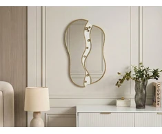 Beliani Sieninis veidrodis TAWLEY 45 cm 76 cm metalinis auksinis