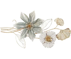 Beliani Sienų dekoracija gėlių motyvais EUROPIUM Metalinė 46 cm Auksinė