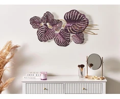 Beliani Sienų dekoracija lapo formos HOLMIUM, metalinė, 50 cm, purpurinė