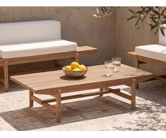 Beliani Sodo kavos staliukas GIAVENO 145 cm 79 cm Akacijos mediena Rudas