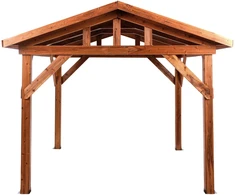 Beliani Sodo pavėsinė SECCHIA, kėnio mediena, 296 cm x 350 cm, ruda/pilka