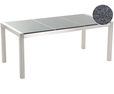 Beliani Sodo stalas GROSSETO 180 cm 90 cm Poliruotas granitas pilkas