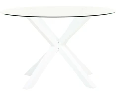 Beliani Sodo stalas MALETTO 120 cm, stiklinis, baltas