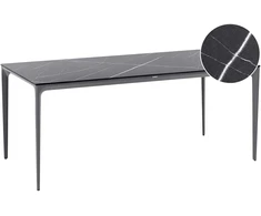 Beliani Sodo stalas SOVARETO 180 cm 90 cm marmuro efektas juodas marmuras