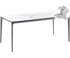 Beliani Sodo stalas SOVARETO 180 cm 90 cm Marmuro efektas Baltas marmuras