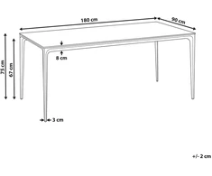 Beliani Sodo stalas SOVARETO 180 cm 90 cm marmuro efektas juodas marmuras