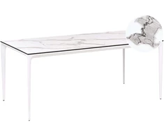 Beliani Sodo stalas SOVARETO 180 cm 90 cm Marmuro efektas Baltas marmuras