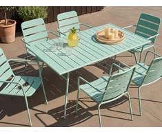Beliani Sodo stalas TERENZO 160 cm 90 cm metalinis mėtų spalvos