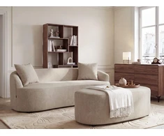 Beliani Sofa AMAL su pufu, smėlio spalvos