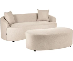 Beliani Sofa AMAL su pufu, smėlio spalvos