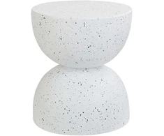 Beliani Šoninis staliukas CAORIA 40 cm, teraco efektas, baltas teraco