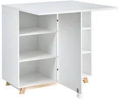 Beliani Spintelė su rašomojo stalo funkcija FLOMOT, balta, 80 cm, 40/80 cm, sulankstoma