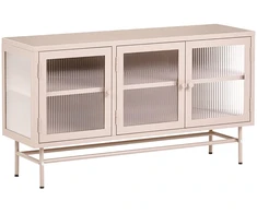 Beliani Spintelė su stiklinėmis durelėmis DEVON Metal 115 cm, smėlio spalvos