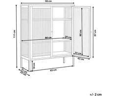 Beliani Spintelė su stiklinėmis durelėmis LERRYN Metal 90 cm juoda