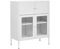 Beliani Spintelė su stiklinėmis durelėmis ESHOLT metalinė 80 cm, balta