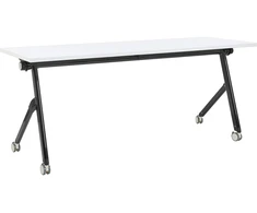 Beliani Sulankstomas rašomasis stalas BENDI 180 cm x 60 cm, baltas, su ratukais