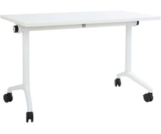 Beliani Sulankstomas rašomasis stalas CAVI, baltas, 120 cm x 60 cm, su ratukais