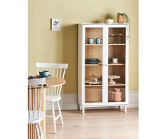 Beliani Tingledale vitrina su stiklinėmis durelėmis 80 cm balta