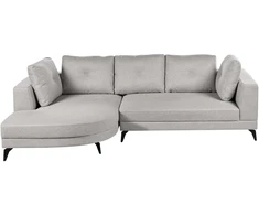 Beliani Trijų vietų kampinė sofa MARUM, sintetinis linas, pilka, dešininė