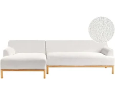 Beliani Trijų vietų kampinė sofa SOSJO, boucle audinys, balta, dešininė