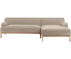 Beliani Trijų vietų kampinė sofa SOSJO, smėlio ir pilkos spalvos, kairinė