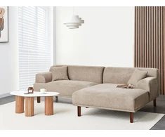 Beliani Trijų vietų L formos sofa HOLT, smėlio ir pilkos spalvos, kairinė