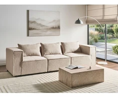 Beliani Trijų vietų modulinė sofa AXEBO, smėlio spalvos „boucle“ audinys