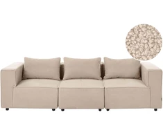 Beliani Trijų vietų modulinė sofa AXEBO, smėlio spalvos „boucle“ audinys