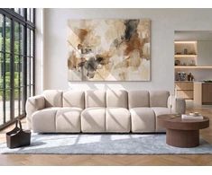 Beliani Trijų vietų modulinė sofa MAKSABERG, smėlio spalvos