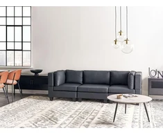 Beliani Trijų vietų modulinė sofa UNSTAD juodos spalvos eko oda