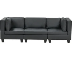 Beliani Trijų vietų modulinė sofa UNSTAD juodos spalvos eko oda