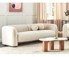 Beliani Trijų vietų sofa LEIREN, veliūras, kreminė balta