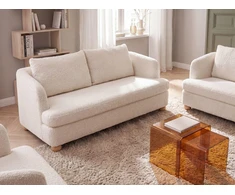 Beliani Trijų vietų sofa RATTVIK Boucle, balta