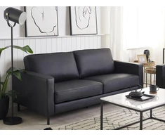 Beliani Trijų vietų sofa SAVALEN iš natūralios odos, juoda