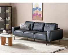 Beliani Trijų vietų sofa SOVIK, eko oda, juoda