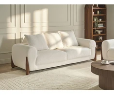 Beliani Trijų vietų sofa VINLIDEN Boucle, balta ir ruda