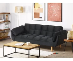 Beliani Trivietė išskleidžiama sofa ASBY, veliūras, juoda