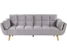 Beliani Trivietė išskleidžiama sofa ASBY, veliūrinė, šviesiai pilka