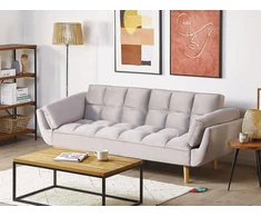 Beliani Trivietė išskleidžiama sofa ASBY, veliūrinė, šviesiai pilka