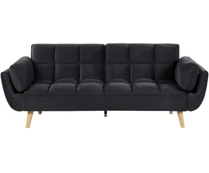 Beliani Trivietė išskleidžiama sofa ASBY, veliūras, juoda