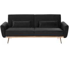 Beliani Trivietė išskleidžiama sofa EINA, veliūras, juoda